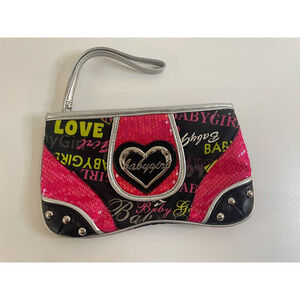 ❤️BABY GIRL HAND BAG Bling HEART Pink & Black (8 X 4.5)💕